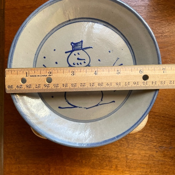 Vintage 1998 Beaumont Brothers Pottery Salt Glaze 7" Snowman Plate - Picture 5 of 5